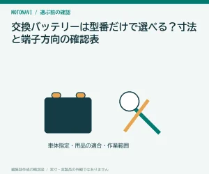 交換バッテリーは型番だけで選べる?寸法と端子方向の確認表