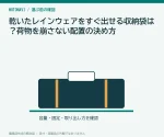 乾いたレインウェアをすぐ出せる収納袋は？荷物を崩さない配置の決め方