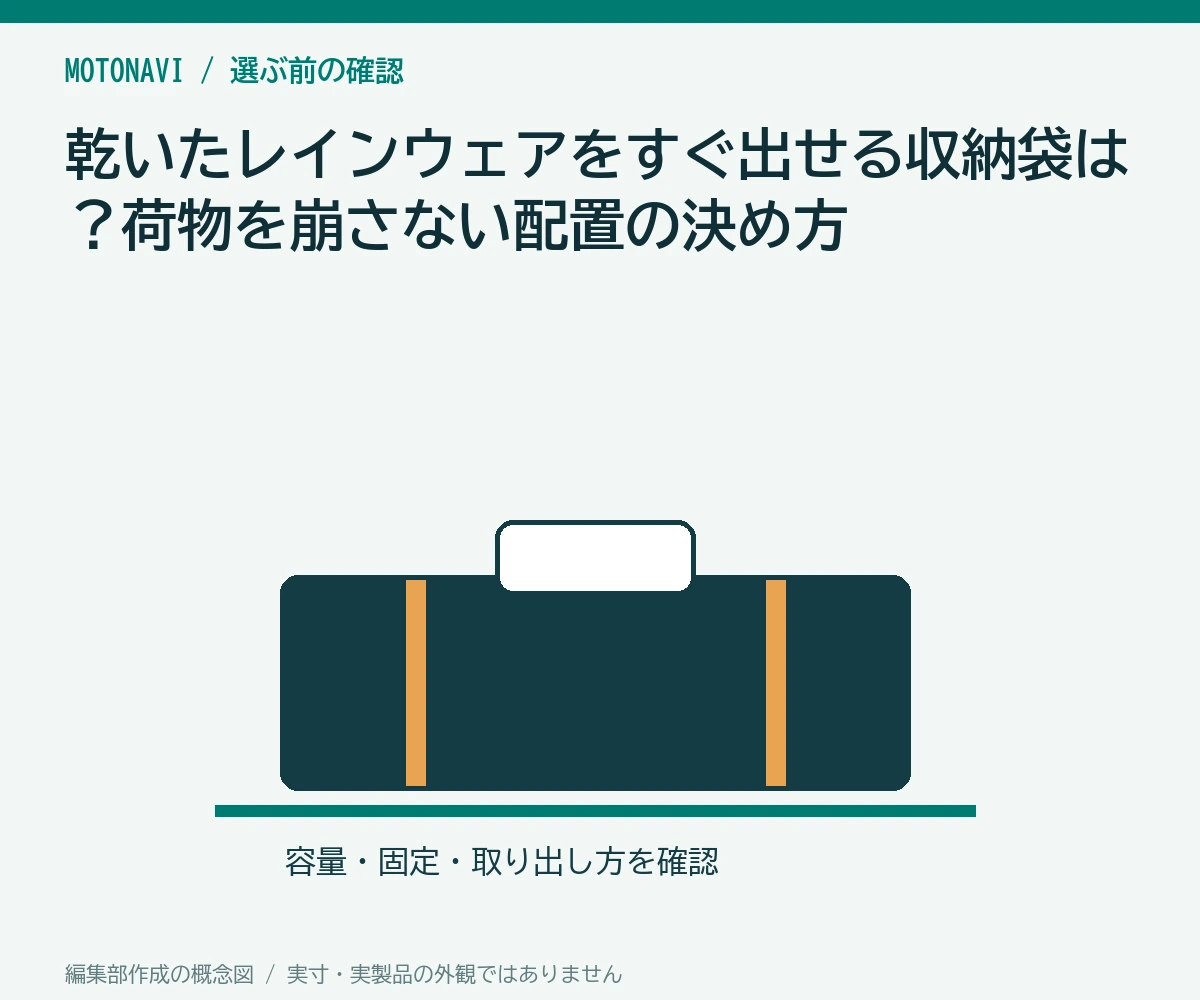 乾いたレインウェアをすぐ出せる収納袋は?荷物を崩さない配置の決め方